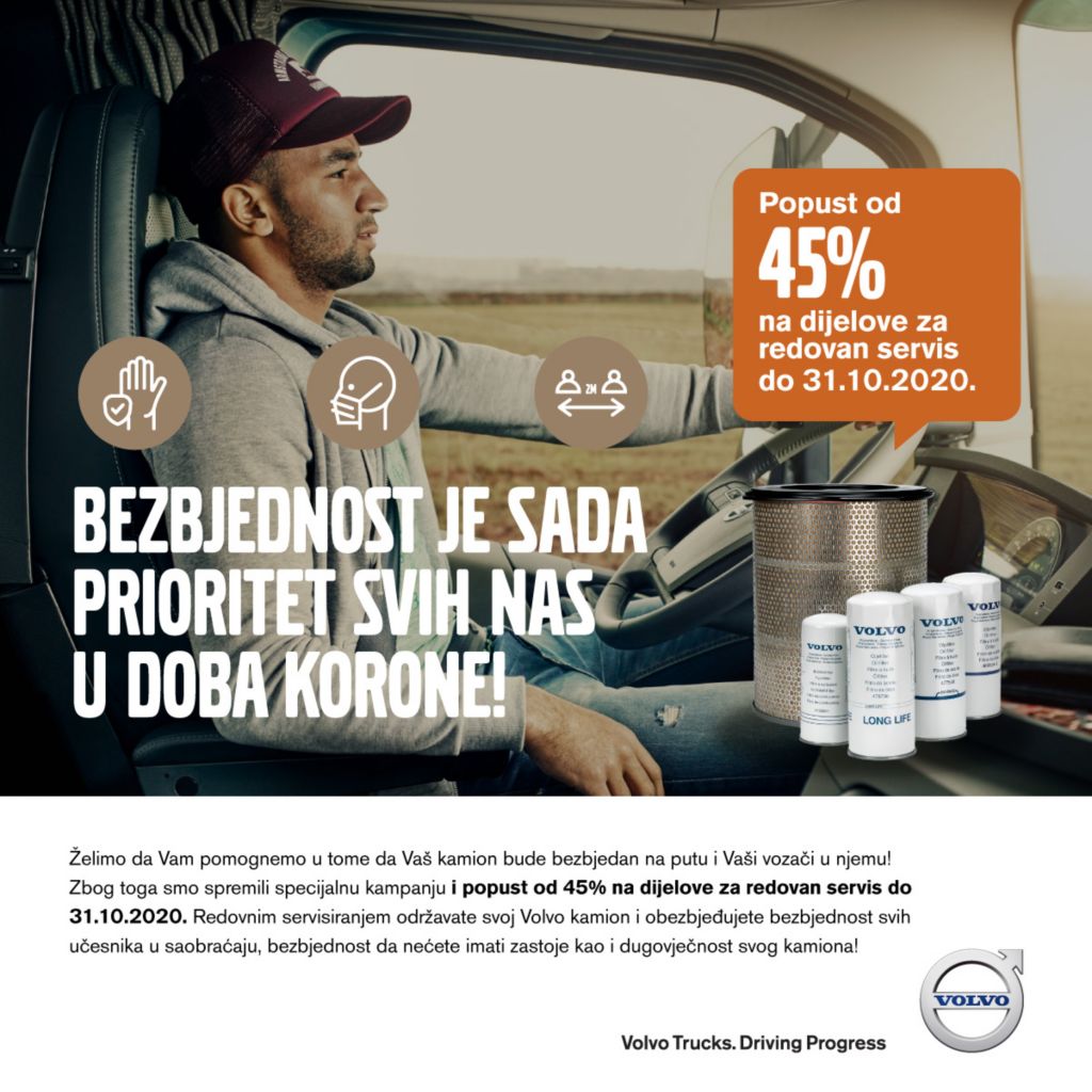 Volvo Trucks u BiH na delove za redovan servis odobrava popust do 45 posto