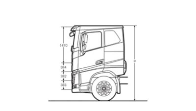 Volvo FH specifications low sleeper cab sideview illustration