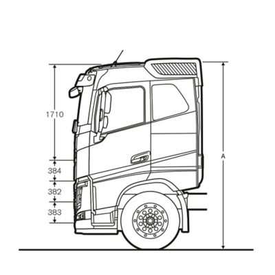 Volvo FH specifications sleeper cab sideview illustration