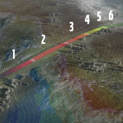 Mapa del terreno con una carretera
