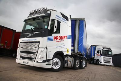 Prompt Transport has taken delivery of four new Volvo FH 460 with I-Save Globetrotter 6x2 tractor units.