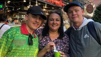 Gillian with her husband and son.