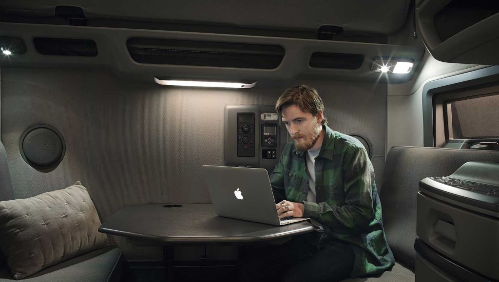 The new workstation provides a comfortable sitting area and table for drivers