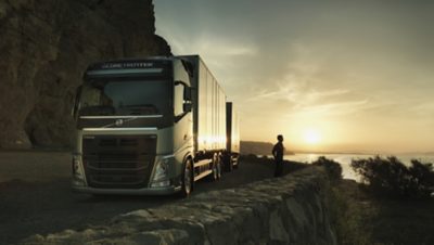 Volvo FH in sunset by the sea