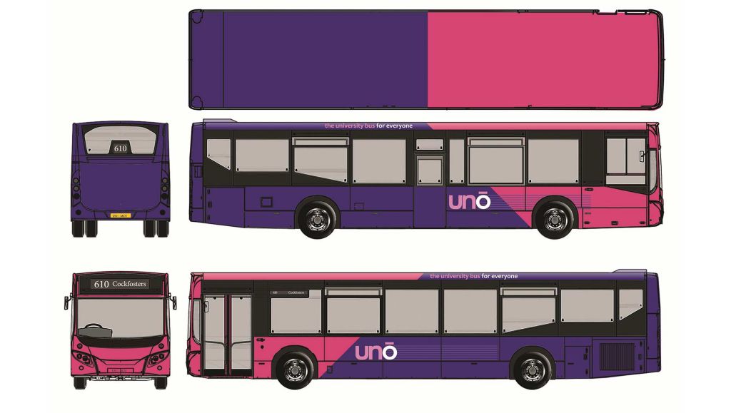 Livery illustration of the new Volvo B8RLE single deck Uno Bus 