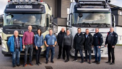 Detta gäng med representanter från både Volvo och Wist Last & Buss tog hand om kunderna under demodagarna i Sollefteå.