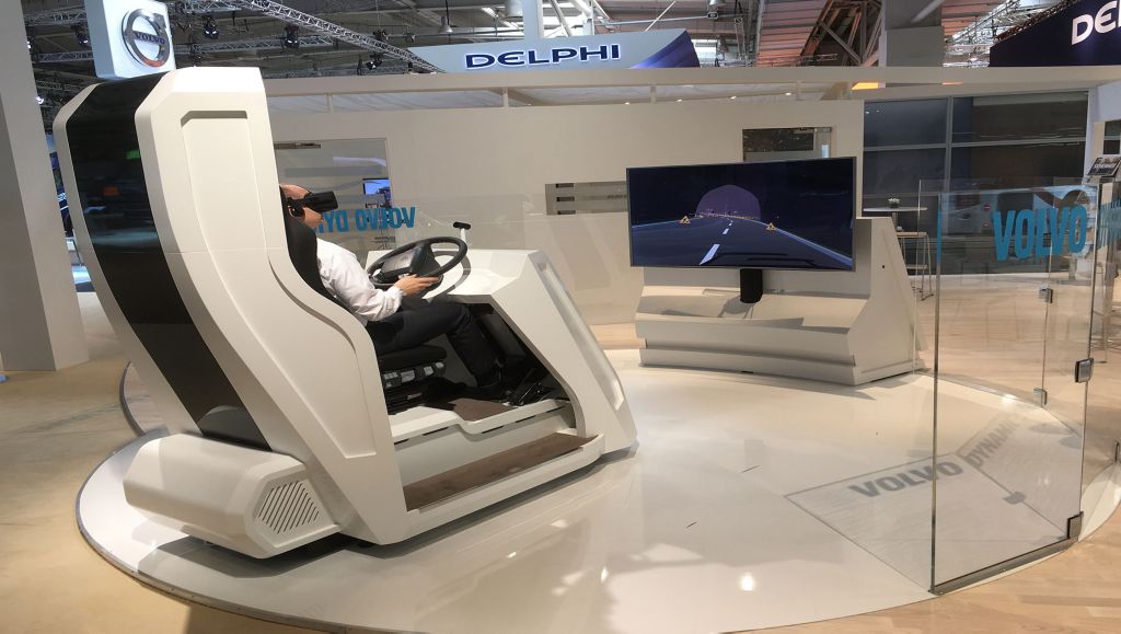 VDS - Volvo Dynamic Steering 1 – Volvo Bus’ virtual reality VDS simulator. Visitors to this year’s EBE can try out the system for themselves on stand D50.