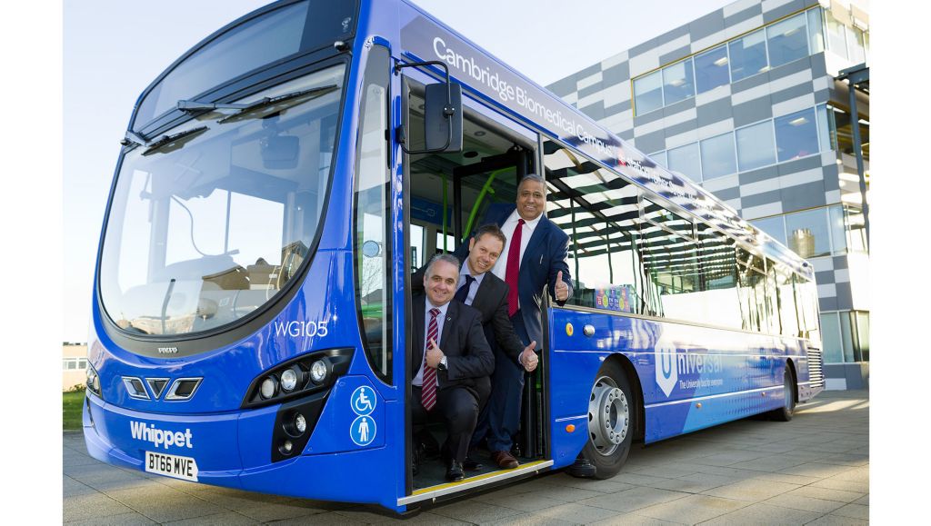 Whippet Coaches takes delivery of seven Volvo B8RLEs for use on the contract with the University of Cambridge.