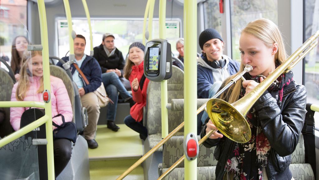 Classic concerts on electric bus route in Gothenburg, Sweden