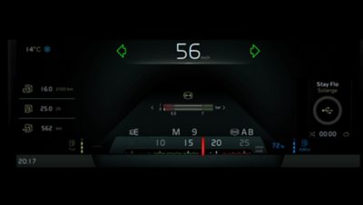 Close up of steering wheel and instrument clusters
