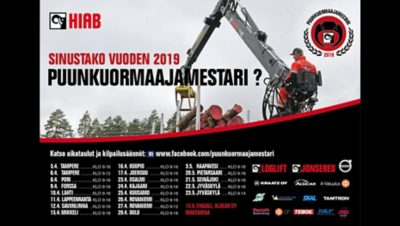 Puunkuormaajamestari 2019 -kiertueen aikataulu ja paikkakunnat