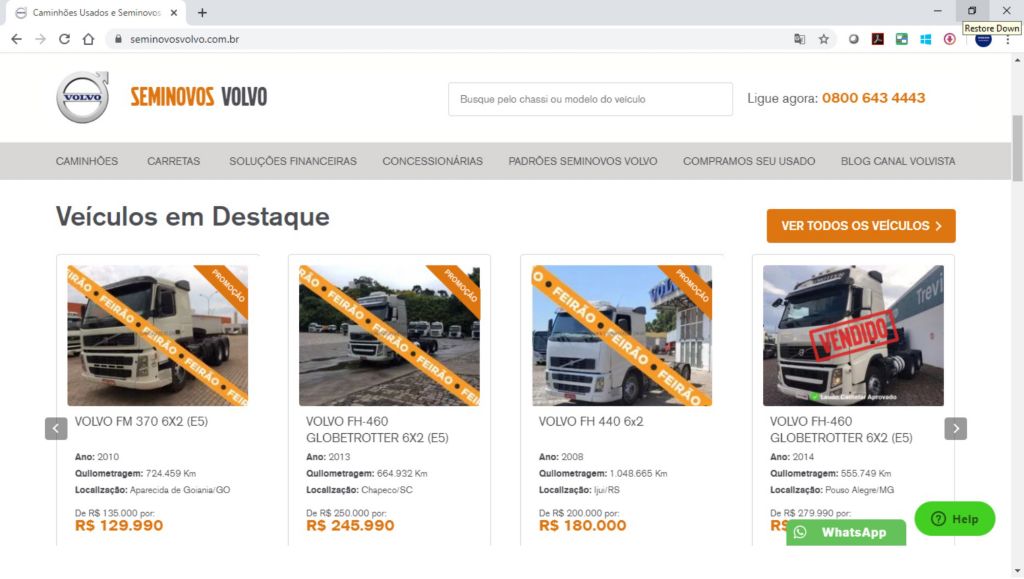 Volvo faz venda online de caminhões seminovos para mais segurança no período da pandemia