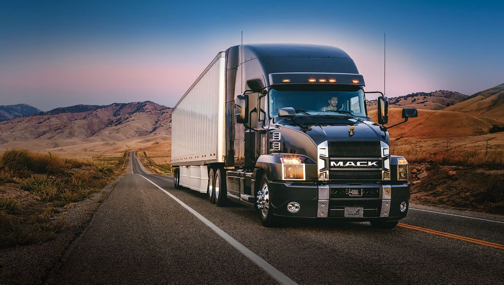 Mack truck on highway