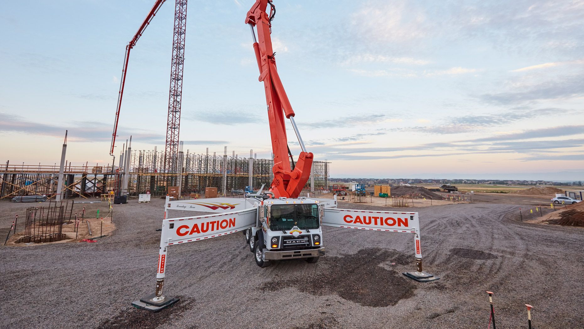 Mack truck with a concrete pump