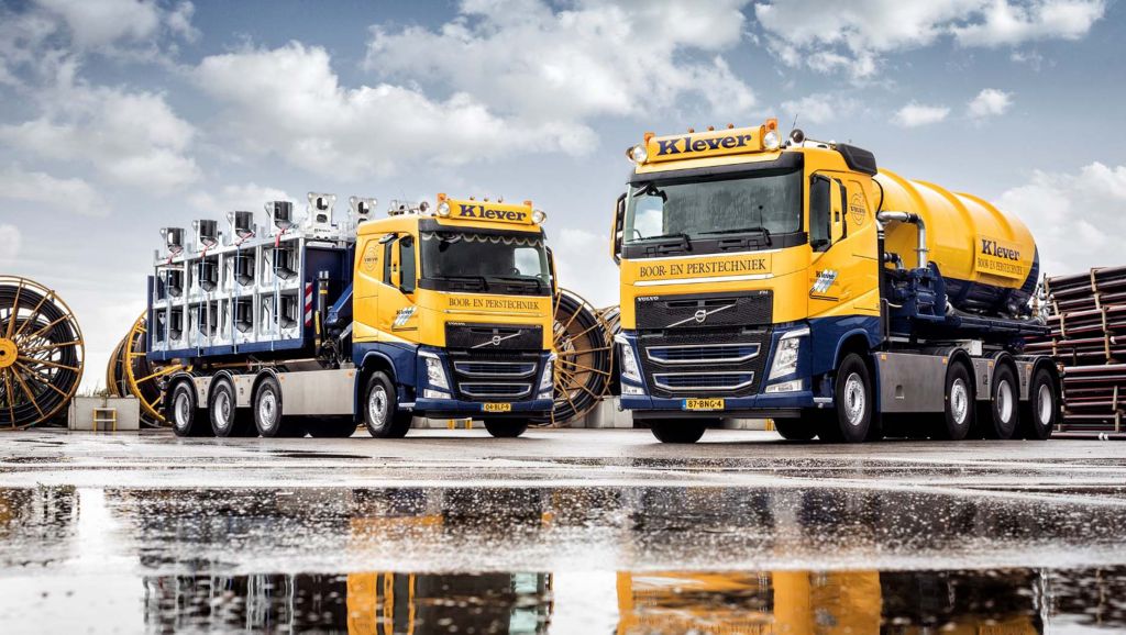 Gevarieerde inzet van 4-assige Volvo’s FH 500 bij Klever Boor- en Perstechniek