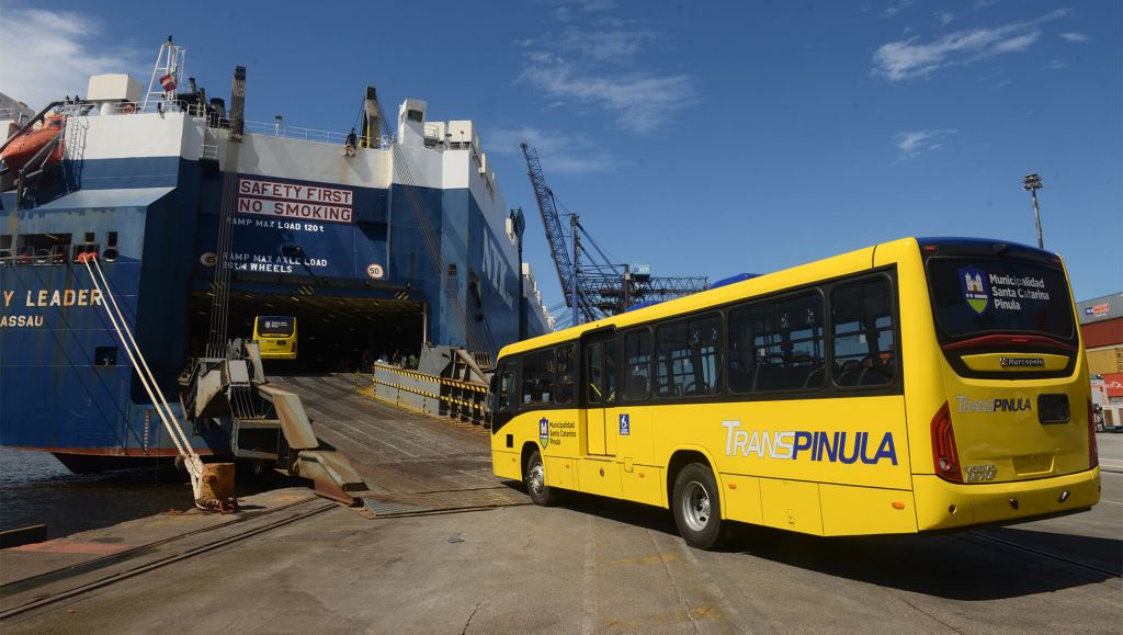 Volvo e Marcopolo embarcam ônibus para novo sistema de transporte de passageiros na Guatemala