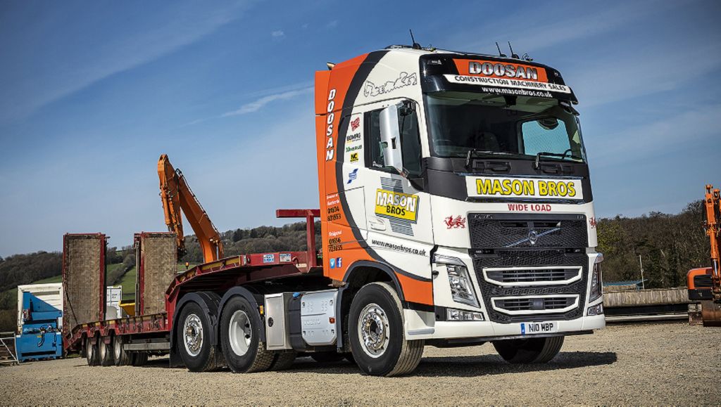A stock-supplied Volvo FH provides an immediate machine moving solution for Mason Bros
