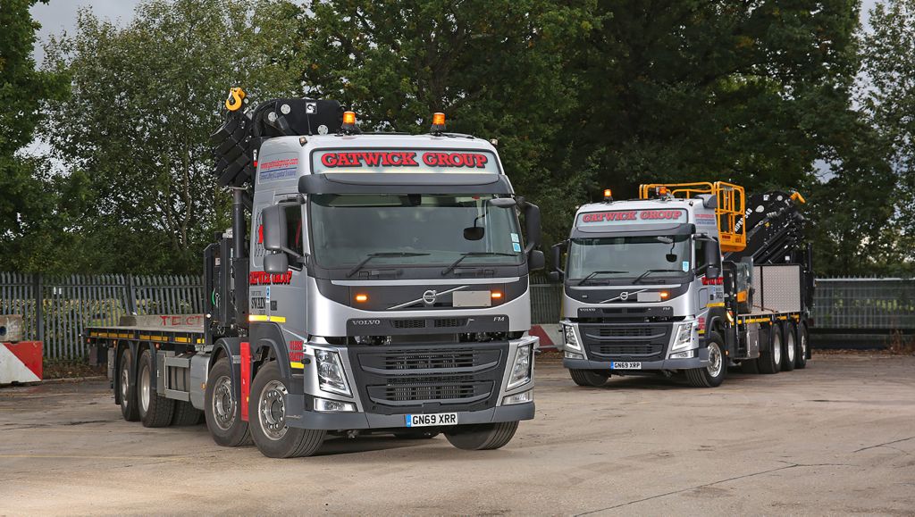 Two new crane equipped Volvo FM rigids provide the right balance at Gatwick Group