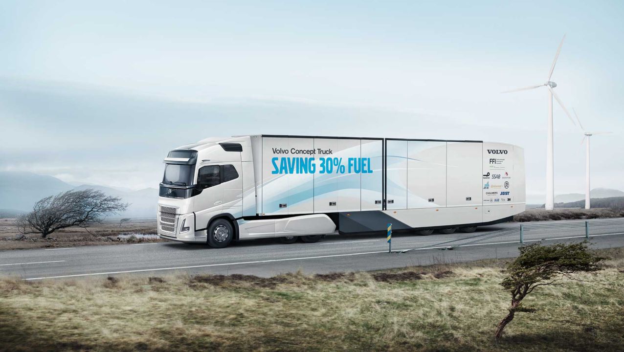 Fuel consumption in long haul operations could be cut by almost a third. This was demonstrated by Volvo Trucks´ 2017 concept vehicle.