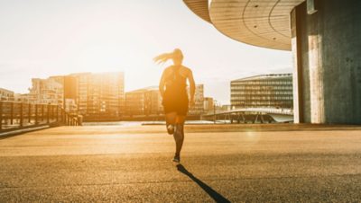 A woman running