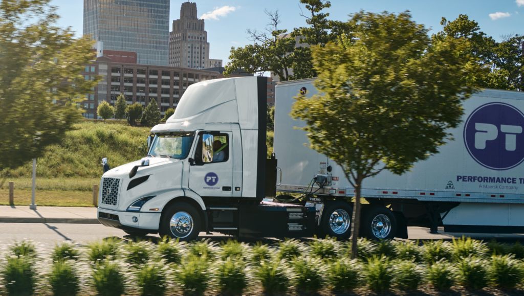 White Volvo truck from Performance Team