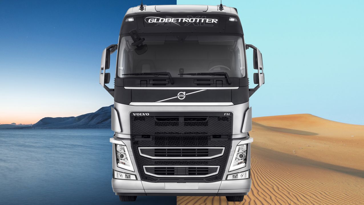 Volvo FH infront of desert and icy landscape