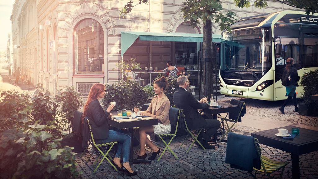 Bus in city environment