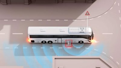 olvo bus driver environment showing instrument cluster 