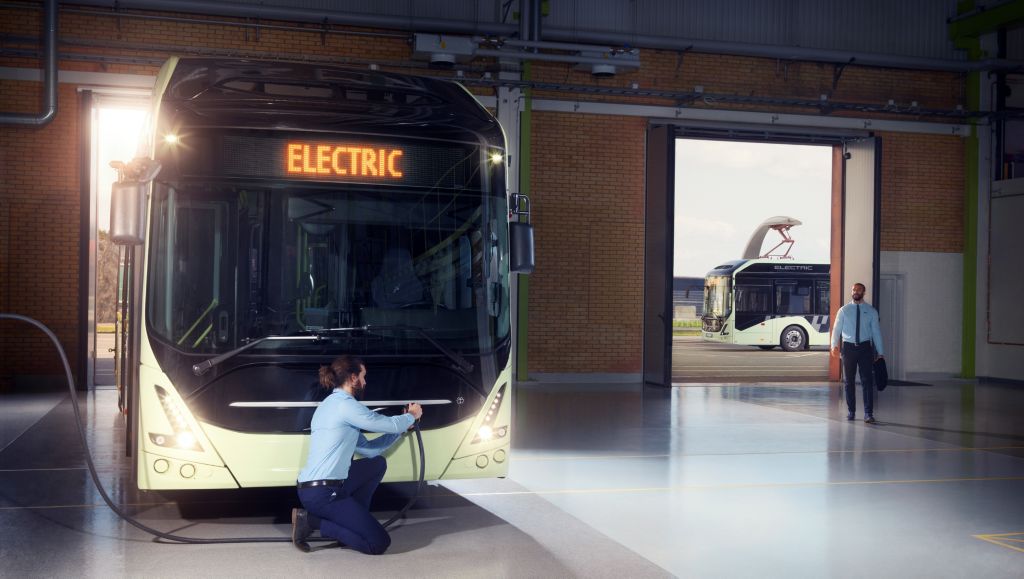 Ładowanie autobusu elektrycznego Volvo 7900