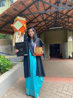 Woman in blue sari