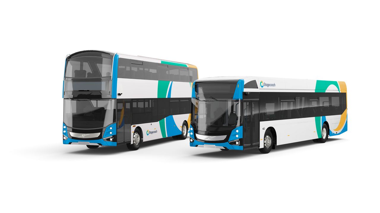 Two Volvo BZL Electric, one double decker and one single decker