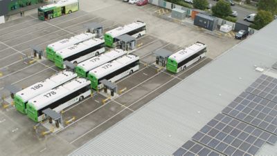 Keolis Downer’s North Lakes depot is the first all-electric bus depot in Queensland. Currently they have a fleet of 16 electric Volvo BZL with Volgren bodies, but the depot is dimensioned to cater to more vehicles in the future. 