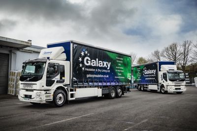 Galaxy Insulation and Dry Lining has taken delivery of two Volvo FE Electric rigids as part of the business’ ongoing efforts to reduce its carbon footprint.
