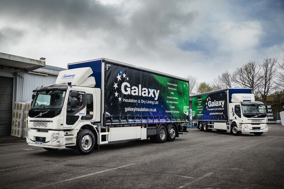 Galaxy Insulation and Dry Lining takes fleet to new frontiers with two stellar Volvo FE Electric rigids