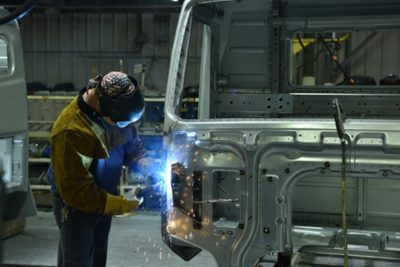 Welding a new truck at New River Valley