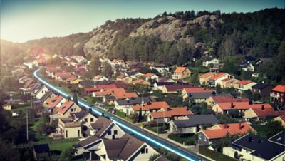 Electric-blue-line-residential-area