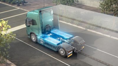 Truck driving in night city