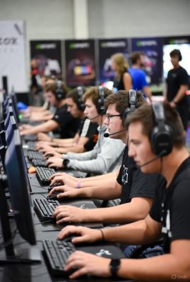Man and woman working on a computer