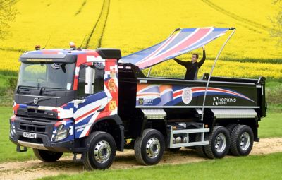 Hopkins Estates has taken delivery of a new Volvo FMX 420 8x4 tipper, wrapped in a special livery to mark King Charles III’s Coronation.  