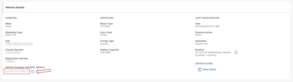 Keep track of your vehicles charging with easy access to MAC address