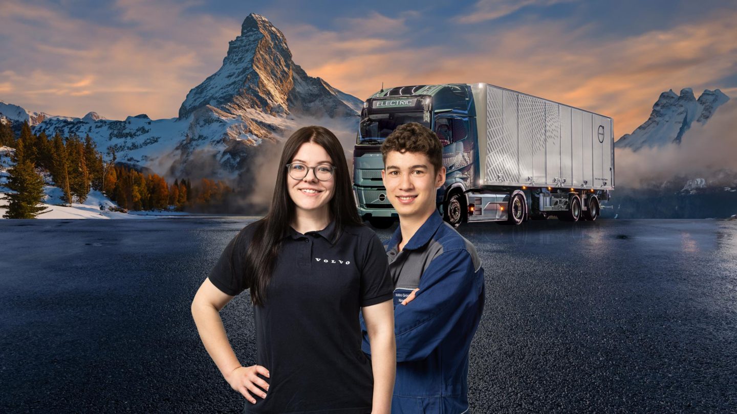 Profilbild einer Person vor einer Berglandschaft 