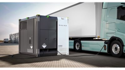 Volvo truck charging from a PU500 BESS