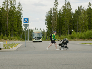 Volvo bus on road