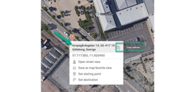Right click on map to see address and hover over address to copy