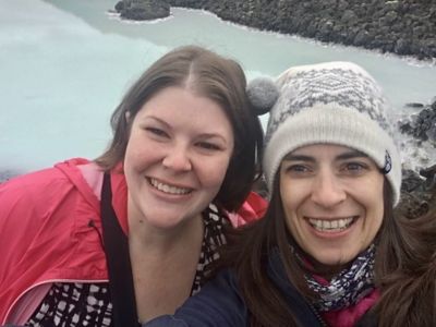 Sarah Townsend, to the left, together with a friend at the Blue Lagoon in Iceland.