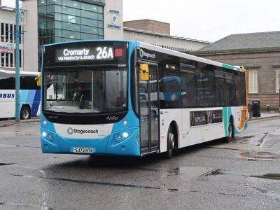 Stagecoach Highlands Volvo B8RLE MCV - eVoRa seen working route 25a, photo credit: Andrew Chalmers 