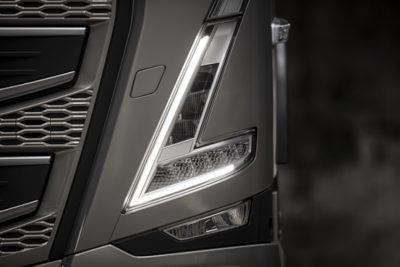 Close-up image of Volvo truck grille