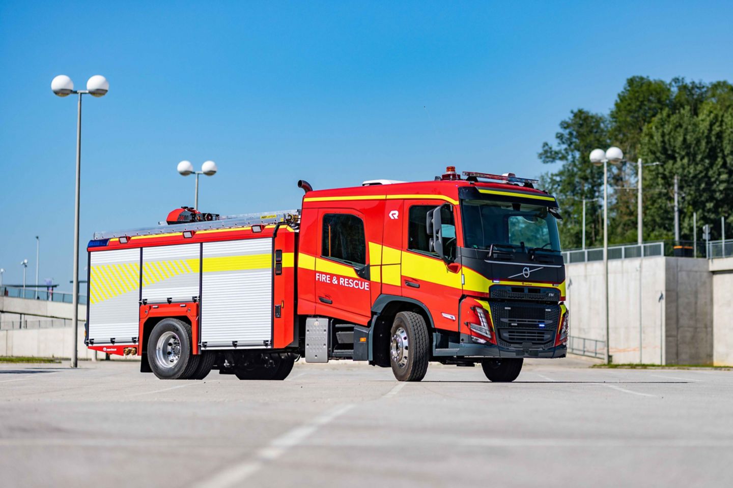 New Modern Fire Truck Based on Volvo FMX 500 Editorial Stock Image