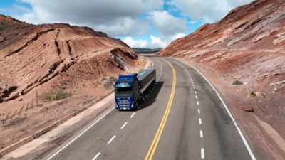 Volvo FH Aero driving uphill 