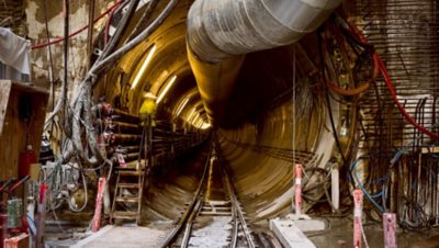 Subway tunnel under construction.